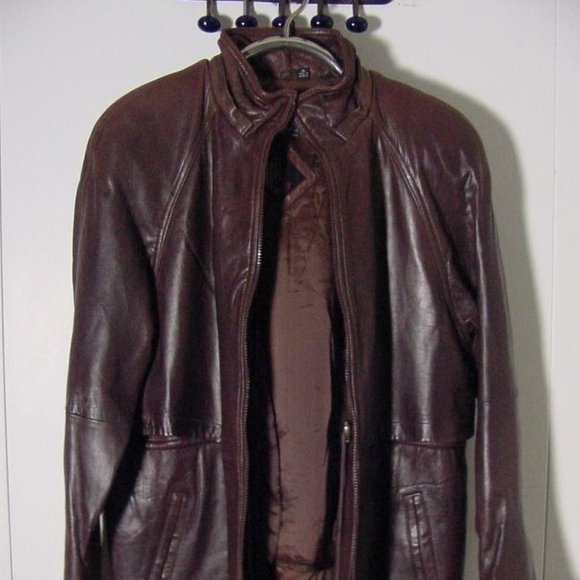 Vtg 80's Women's Tibor Brown Leather Zip Jacket Sz M